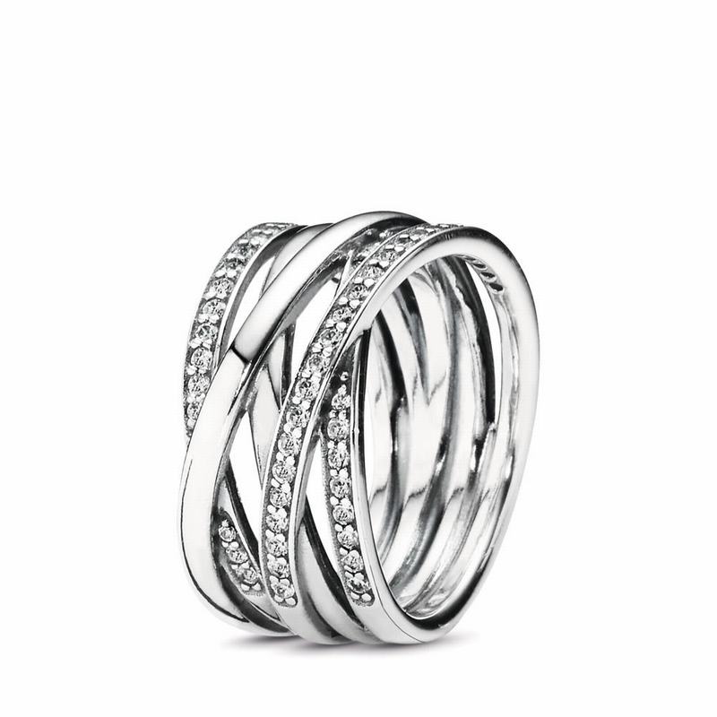 Pandora Australia Sparkling & Polished Lines Stackable Ring - Sterling Silver | DIJGAC592